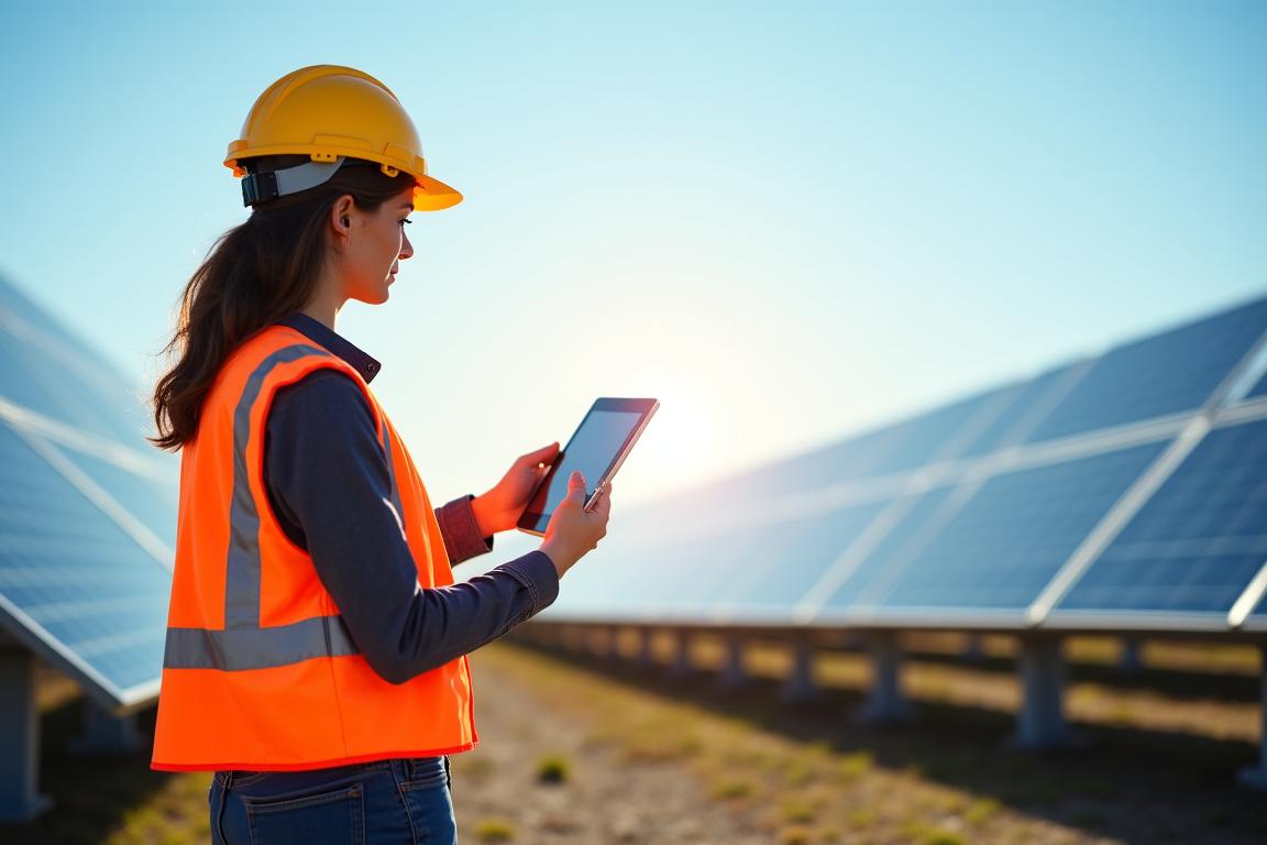 Инженер Glacius Energy проводит аудит солнечных панелей